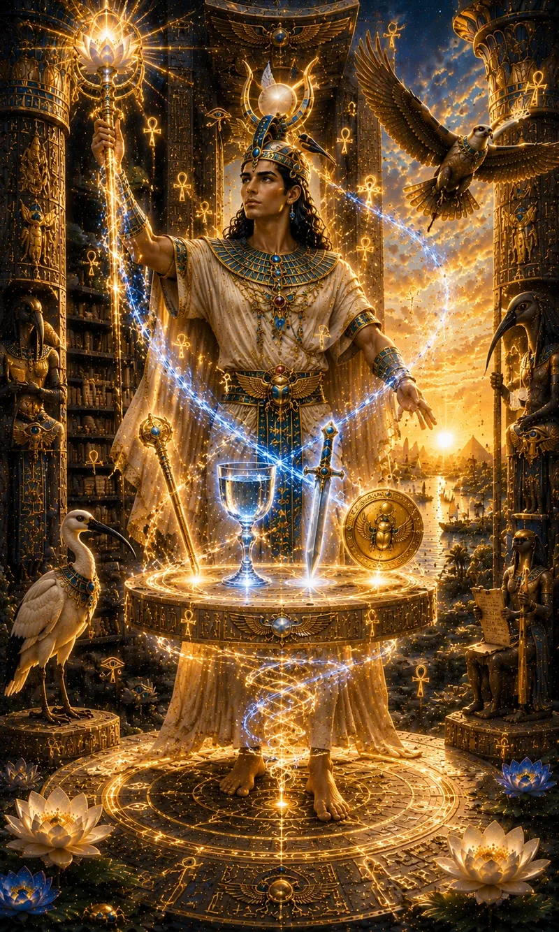 Carta El Mago del Tarot Egipcio